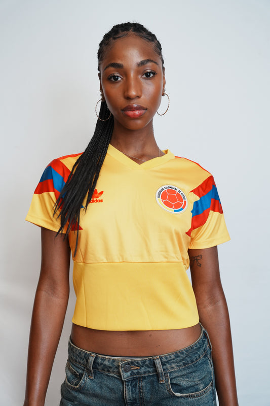 Colombia Yellow Football Crop Top 1990 - Offside NY