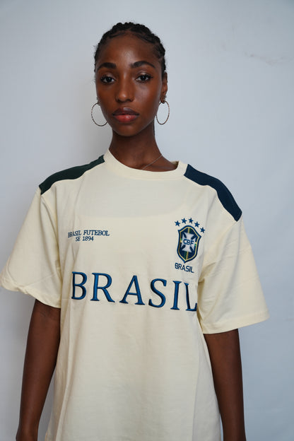 Brazil Yellow Crewneck Football Sweatshirt Front - Offside NY