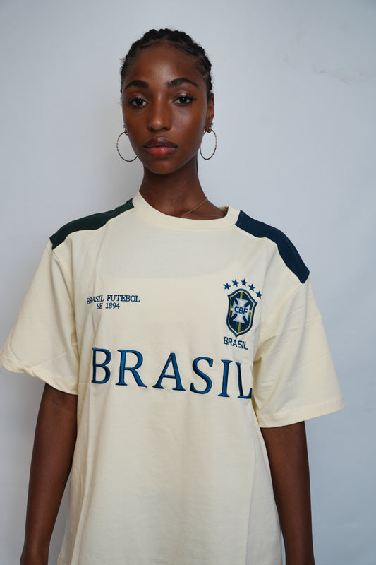 Brazil Yellow Crewneck Football Sweatshirt Front - Offside NY